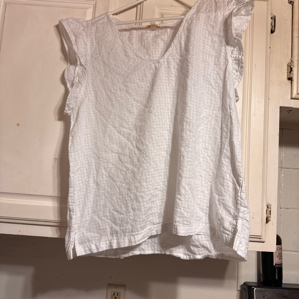 Chic Nation Textured White Short Sleeve Top